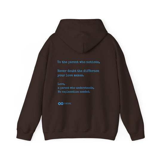 You Are Not Alone - Augility Collective Hoodie - Chocolate with Blue