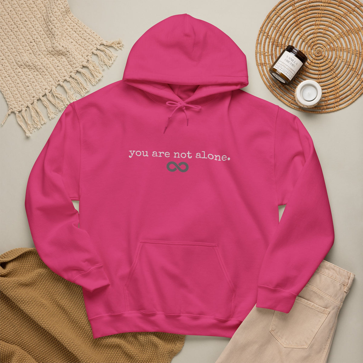 You Are Not Alone - Augility Collective Hoodie - Bright Pink