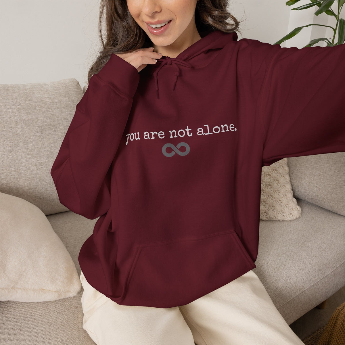 You Are Not Alone - Augility Collective Hoodie - Burgundy