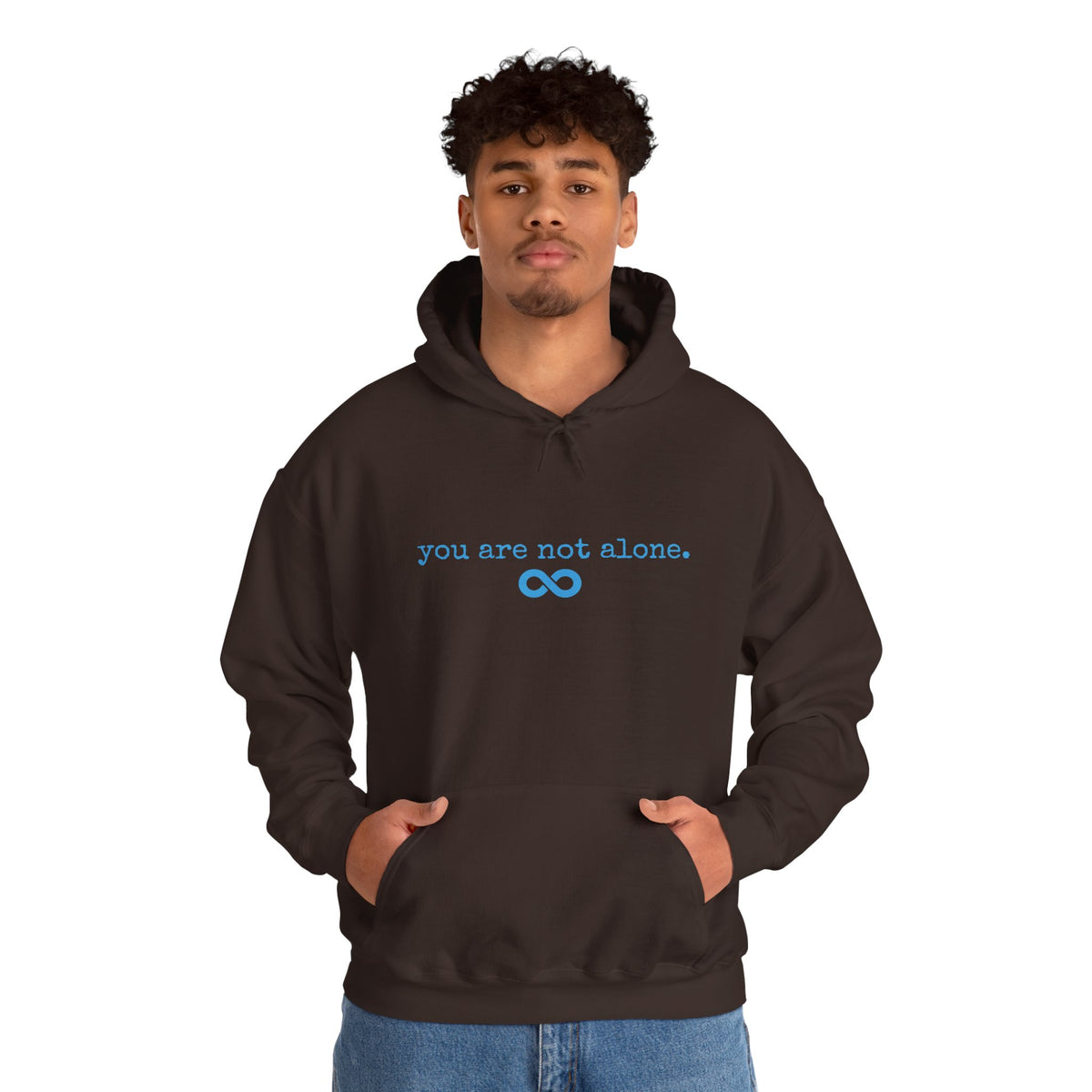You Are Not Alone - Augility Collective Hoodie - Chocolate with Blue