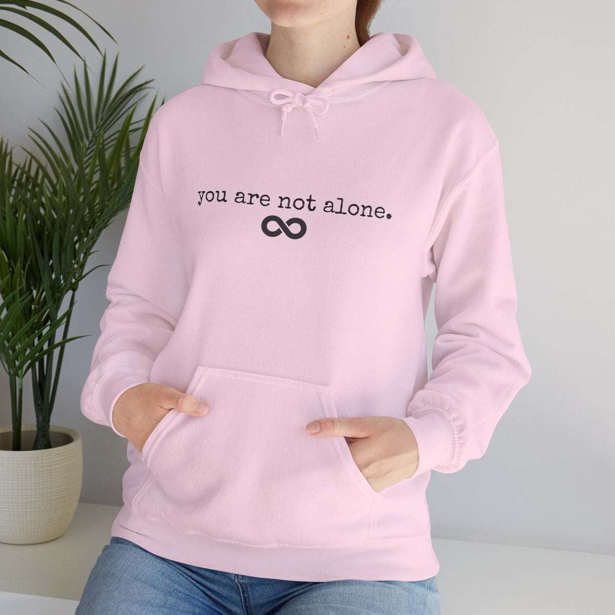 You are NOT alone - Augility Collective Hoodie - Pink with Black