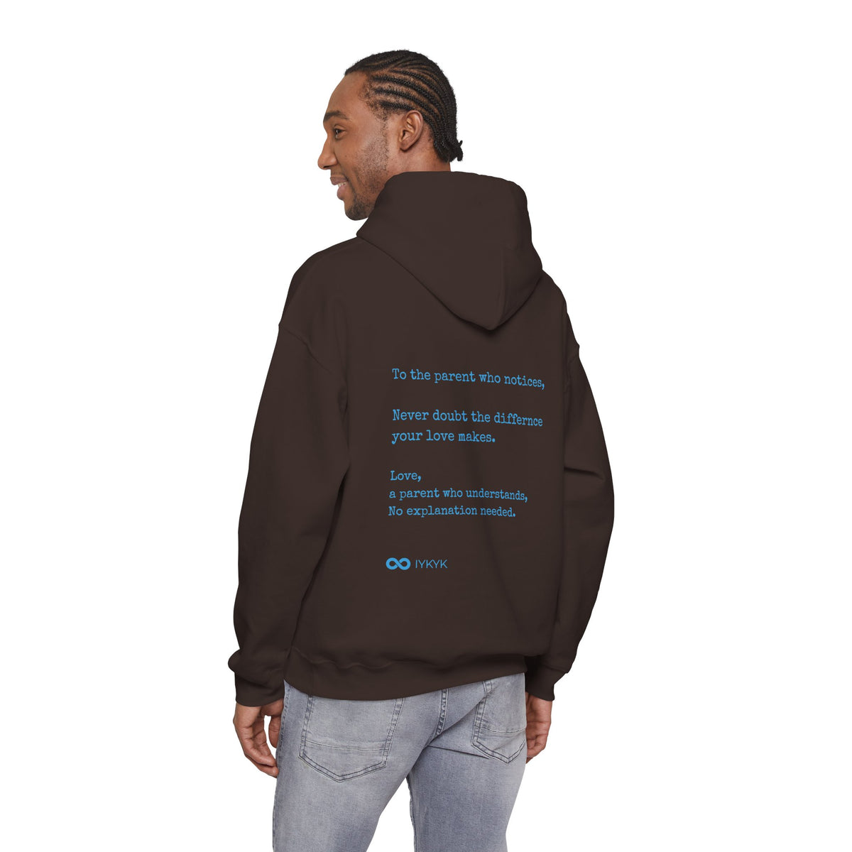 You Are Not Alone - Augility Collective Hoodie - Chocolate with Blue